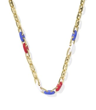 KENDRA SCOTT DESIGN Bailey Gold Chain Necklace in Red White Blue Mix