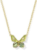 KENDRA SCOTT DESIGN Bianca Butterfly Gold Short Pendant Necklace in Green Mix