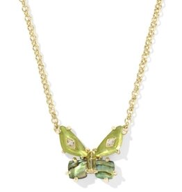 KENDRA SCOTT DESIGN Bianca Butterfly Gold Short Pendant Necklace in Green Mix