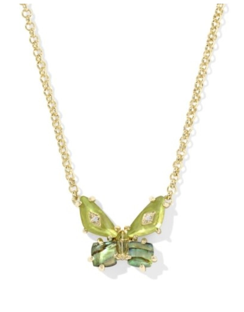 KENDRA SCOTT DESIGN Bianca Butterfly Gold Short Pendant Necklace in Green Mix