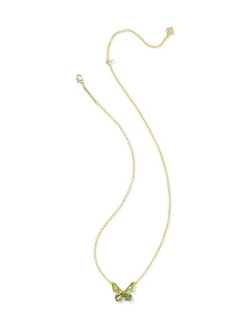 KENDRA SCOTT DESIGN Bianca Butterfly Gold Short Pendant Necklace in Green Mix