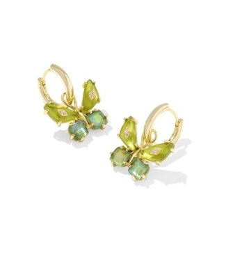 KENDRA SCOTT DESIGN Bianca Butterfly Gold Huggie Earrings in Green Mix