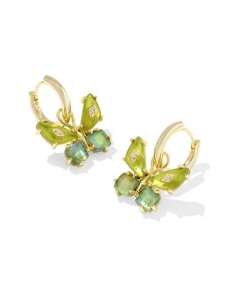 KENDRA SCOTT DESIGN Bianca Butterfly Gold Huggie Earrings in Green Mix