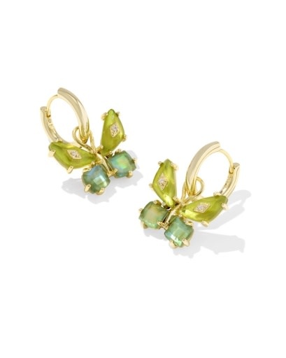 KENDRA SCOTT DESIGN Bianca Butterfly Gold Huggie Earrings in Green Mix