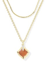 KENDRA SCOTT DESIGN Joelle Gold Multi Strand Necklace in Papaya Mother of Pearl