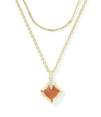 KENDRA SCOTT DESIGN Joelle Gold Multi Strand Necklace in Papaya Mother of Pearl