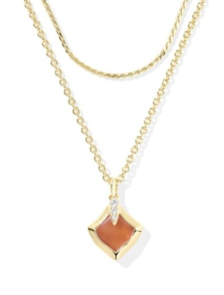 KENDRA SCOTT DESIGN Joelle Gold Multi Strand Necklace in Papaya Mother of Pearl