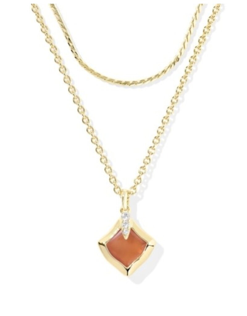 KENDRA SCOTT DESIGN Joelle Gold Multi Strand Necklace in Papaya Mother of Pearl