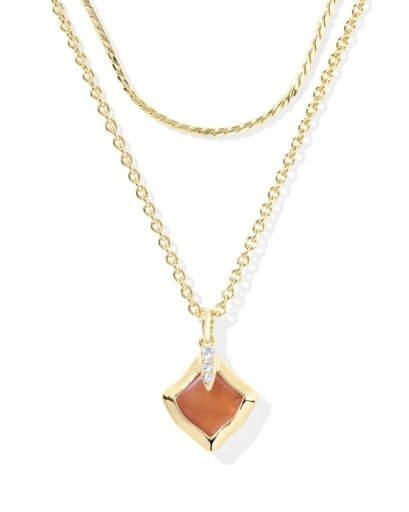KENDRA SCOTT DESIGN Joelle Gold Multi Strand Necklace in Papaya Mother of Pearl