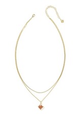 KENDRA SCOTT DESIGN Joelle Gold Multi Strand Necklace in Papaya Mother of Pearl