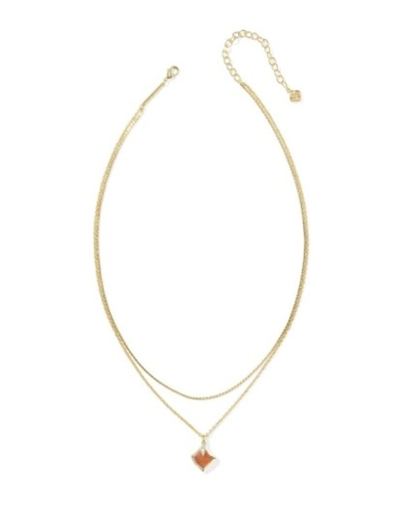 KENDRA SCOTT DESIGN Joelle Gold Multi Strand Necklace in Papaya Mother of Pearl