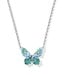 Bianca Butterfly Silver Short Pendant Necklace in Bright Aqua Mix