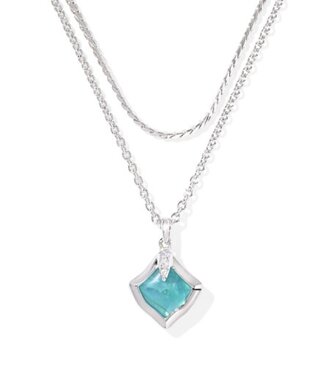 KENDRA SCOTT DESIGN Joelle Silver Multi Strand Necklace in Bright Aqua Illusion