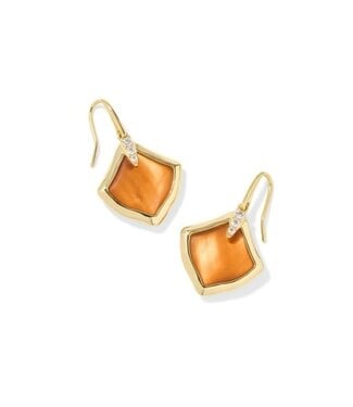KENDRA SCOTT DESIGN Joelle Gold Drop Earrings in Papaya Mother of Pearl