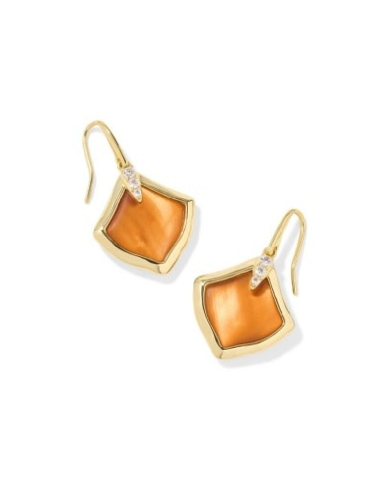 KENDRA SCOTT DESIGN Joelle Gold Drop Earrings in Papaya Mother of Pearl