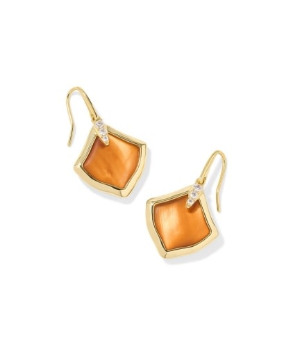 KENDRA SCOTT DESIGN Joelle Gold Drop Earrings in Papaya Mother of Pearl