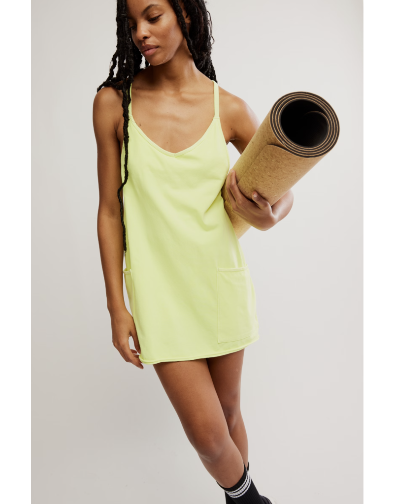 FREE PEOPLE MOVEMENT Hot Shot Mini Dress in Sour Citrus