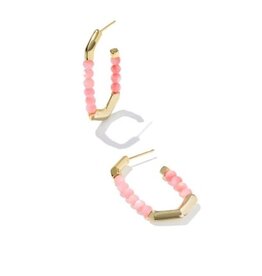 KENDRA SCOTT DESIGN Sylvia Gold Hoop Earrings in Pink Chalcedony