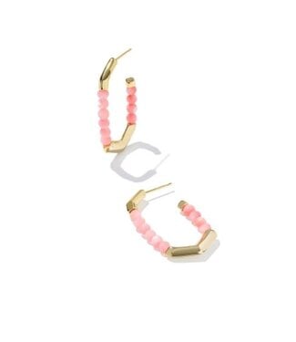 KENDRA SCOTT DESIGN Sylvia Gold Hoop Earrings in Pink Chalcedony