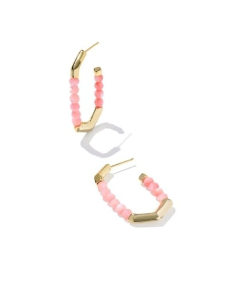 KENDRA SCOTT DESIGN Sylvia Gold Hoop Earrings in Pink Chalcedony