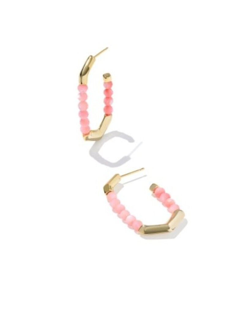 KENDRA SCOTT DESIGN Sylvia Gold Hoop Earrings in Pink Chalcedony