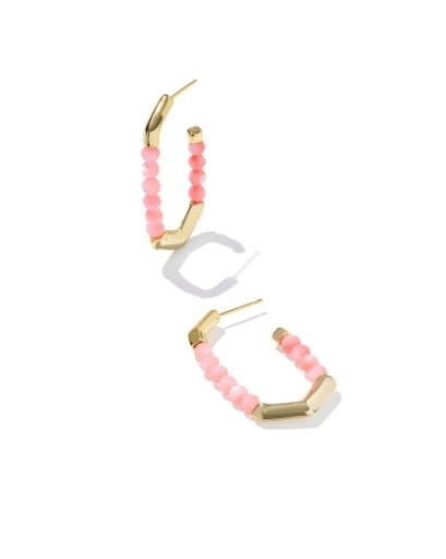 KENDRA SCOTT DESIGN Sylvia Gold Hoop Earrings in Pink Chalcedony