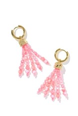 KENDRA SCOTT DESIGN Sylvia Gold Huggie Earrings in Pink Chalcedony