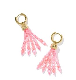 KENDRA SCOTT DESIGN Sylvia Gold Huggie Earrings in Pink Chalcedony