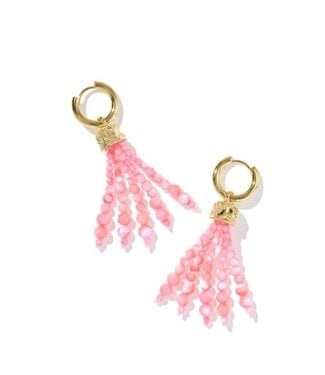 KENDRA SCOTT DESIGN Sylvia Gold Huggie Earrings in Pink Chalcedony