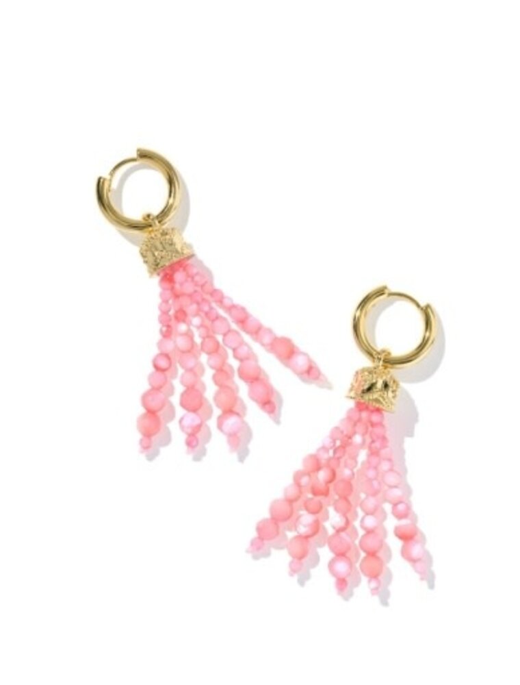 KENDRA SCOTT DESIGN Sylvia Gold Huggie Earrings in Pink Chalcedony
