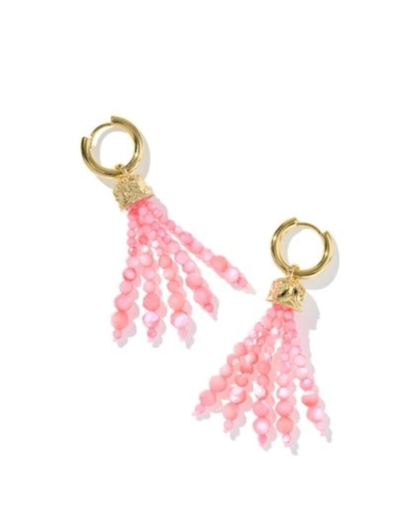 KENDRA SCOTT DESIGN Sylvia Gold Huggie Earrings in Pink Chalcedony