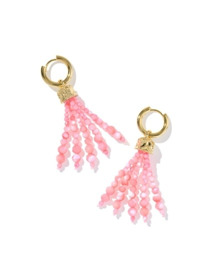 KENDRA SCOTT DESIGN Sylvia Gold Huggie Earrings in Pink Chalcedony