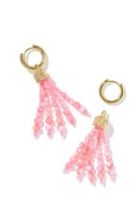 KENDRA SCOTT DESIGN Sylvia Gold Huggie Earrings in Pink Chalcedony