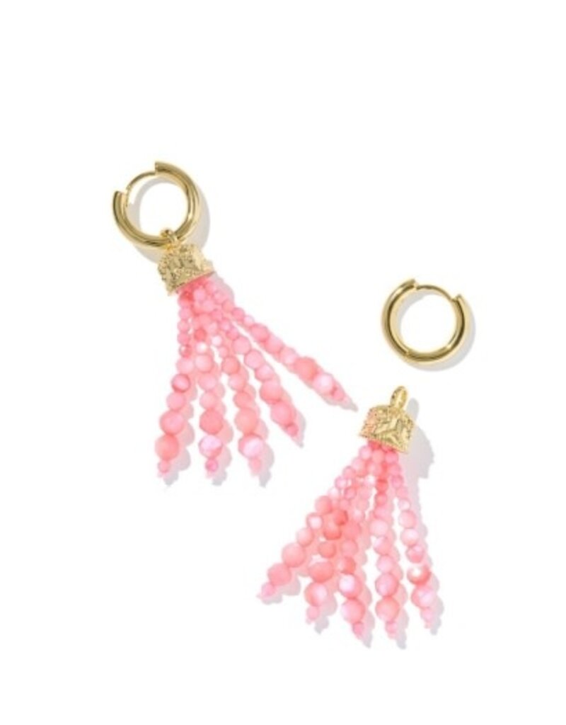 KENDRA SCOTT DESIGN Sylvia Gold Huggie Earrings in Pink Chalcedony