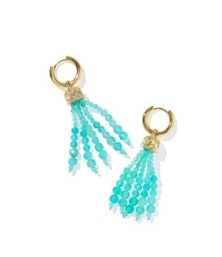 KENDRA SCOTT DESIGN Sylvia Gold Huggie Earrings in Teal Amazonite