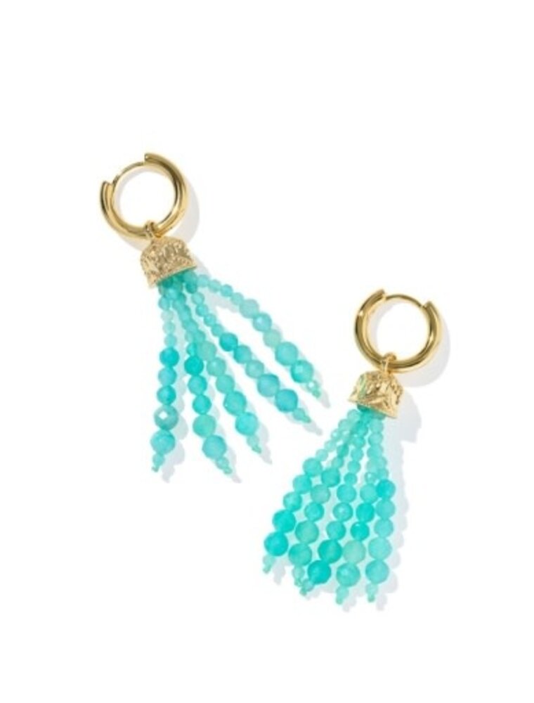 KENDRA SCOTT DESIGN Sylvia Gold Huggie Earrings in Teal Amazonite