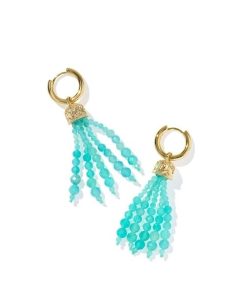 KENDRA SCOTT DESIGN Sylvia Gold Huggie Earrings in Teal Amazonite