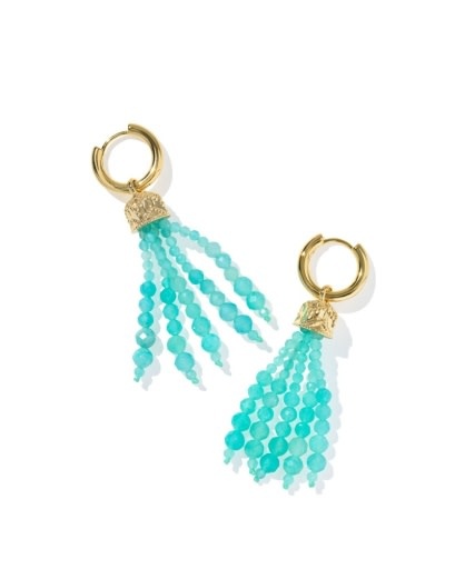 KENDRA SCOTT DESIGN Sylvia Gold Huggie Earrings in Teal Amazonite