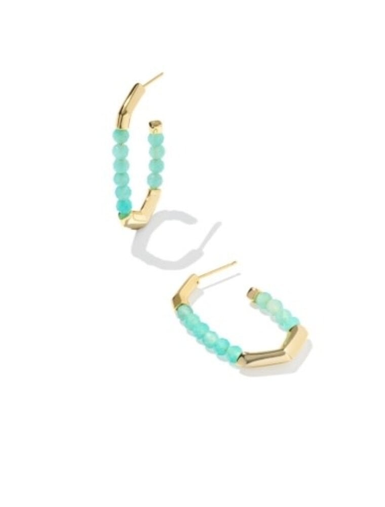 KENDRA SCOTT DESIGN Sylvia Gold Hoop Earrings in Teal Amazonite