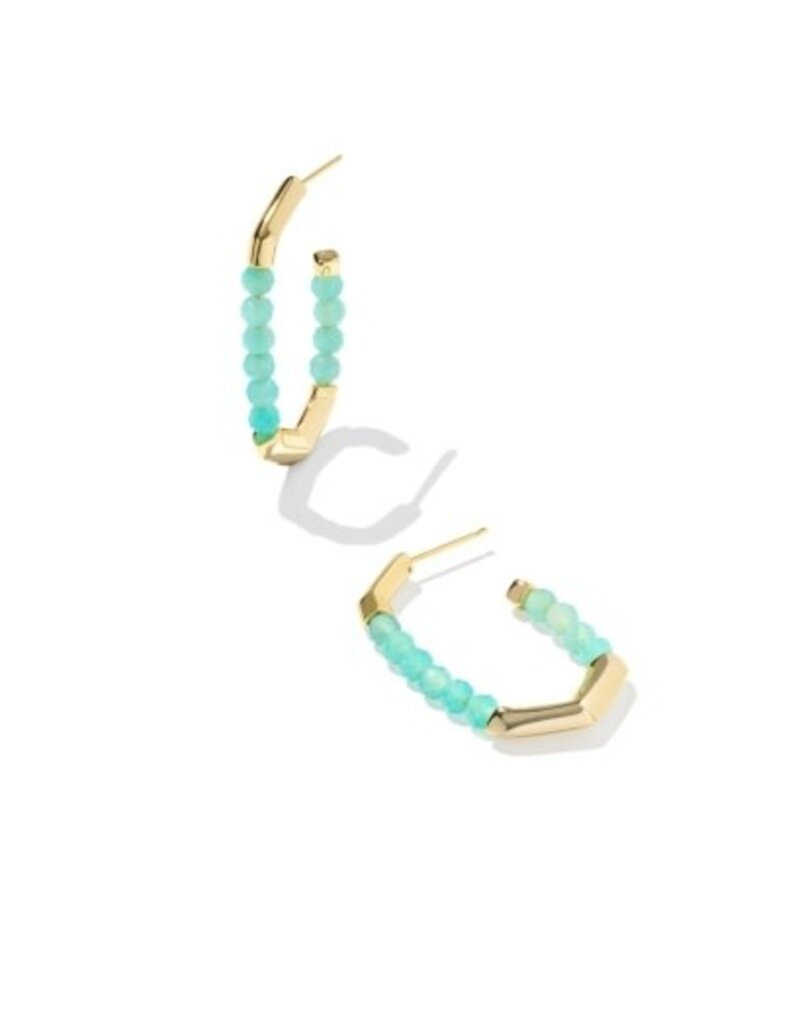 KENDRA SCOTT DESIGN Sylvia Gold Hoop Earrings in Teal Amazonite