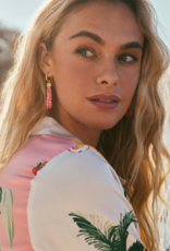 KENDRA SCOTT DESIGN Sylvia Gold Huggie Earrings in Pink Chalcedony