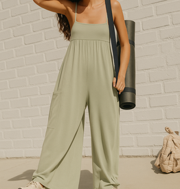 FREE PEOPLE MOVEMENT Hot Shot Strappy Onesie in Green Tea