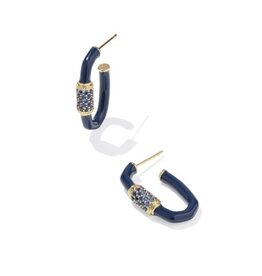KENDRA SCOTT DESIGN Emery Gold Enamel Hoop Earrings in Navy