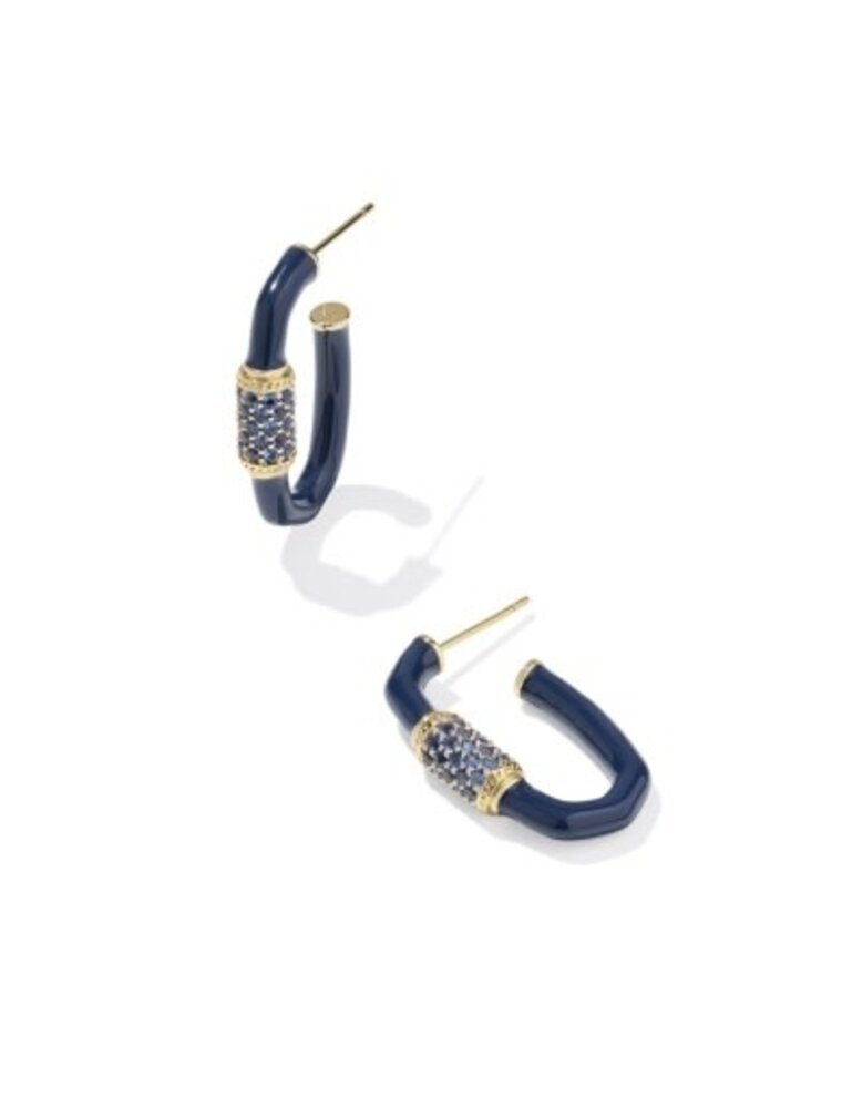 KENDRA SCOTT DESIGN Emery Gold Enamel Hoop Earrings in Navy