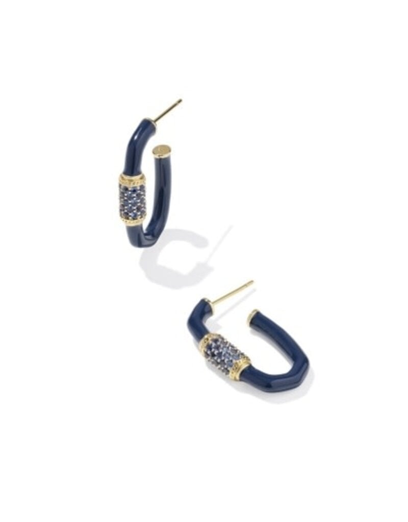 KENDRA SCOTT DESIGN Emery Gold Enamel Hoop Earrings in Navy