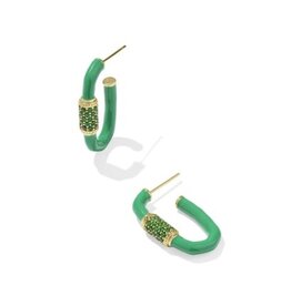KENDRA SCOTT DESIGN Emery Gold Enamel Hoop Earrings in Green