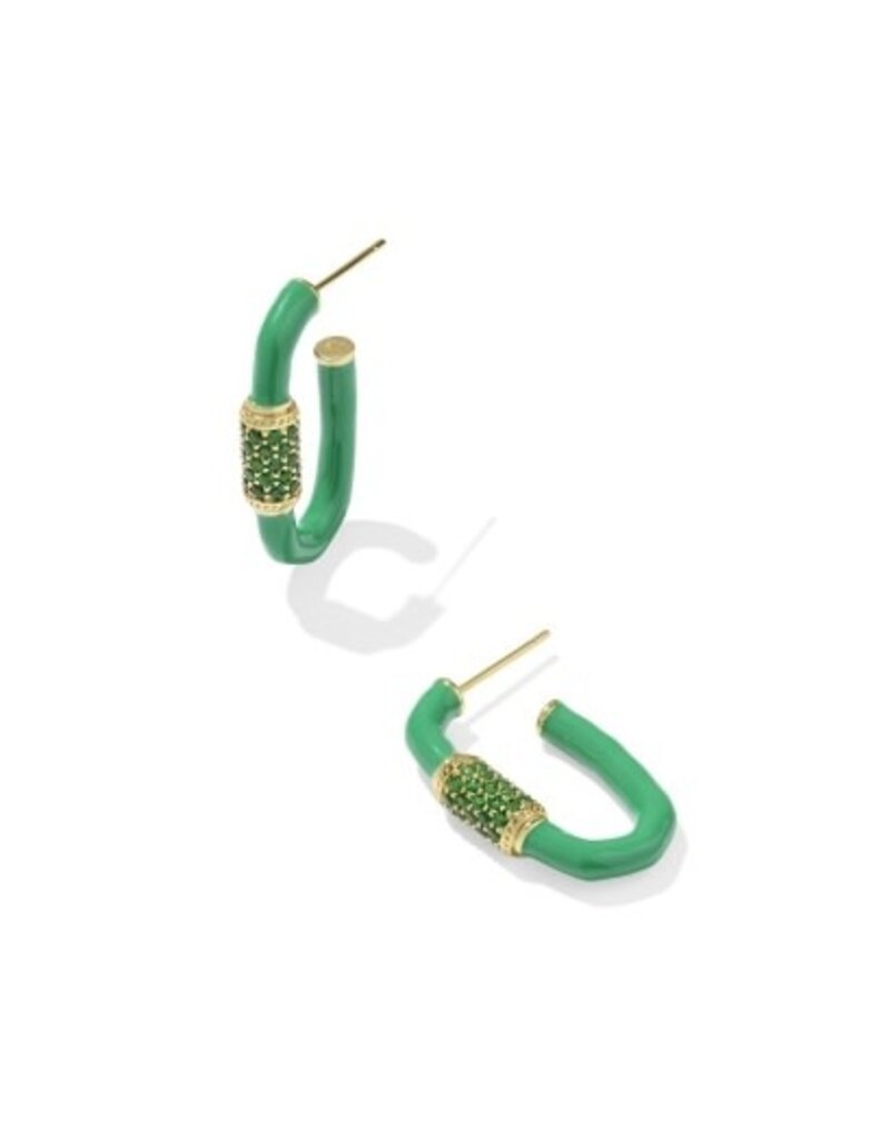 KENDRA SCOTT DESIGN Emery Gold Enamel Hoop Earrings in Green