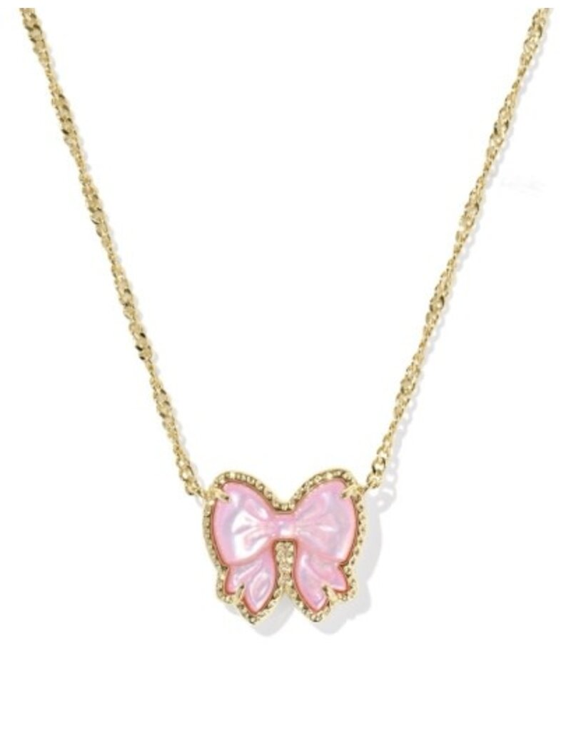 KENDRA SCOTT DESIGN Haley Bow Gold Short Pendant Necklace in Blush Mother-of-Pearl