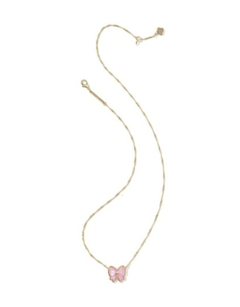 KENDRA SCOTT DESIGN Haley Bow Gold Short Pendant Necklace in Blush Mother-of-Pearl
