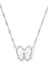 KENDRA SCOTT DESIGN Haley Bow Silver Short Pendant Necklace in Ivory Mother-of-Pearl